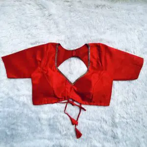Myra Red Sweetheart Neck Raw Silk Blouse