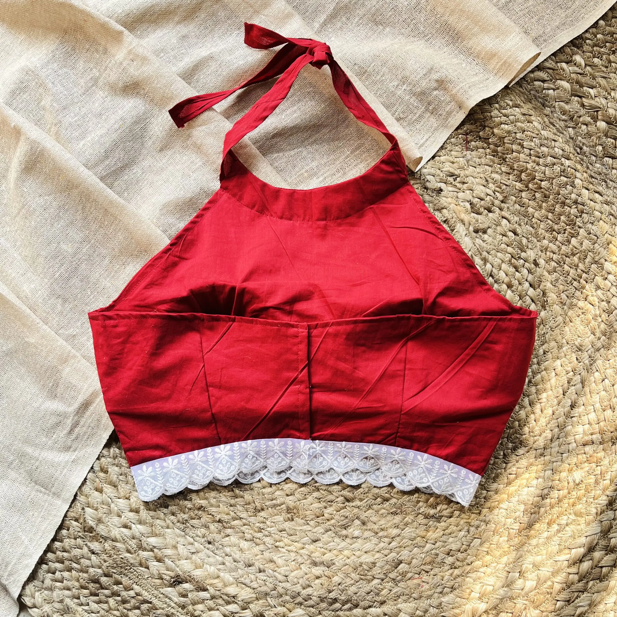 Red Halter Neck Cotton Blouse - Image 2