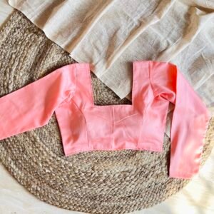 Plain Peach Full sleeves Cotton Blouse