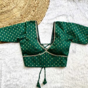 Green Butti V-Neck Back Criss Cross Blouse