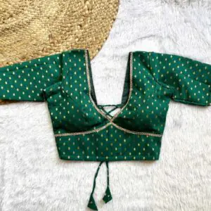 Green Butti V-Neck Back Criss Cross Blouse