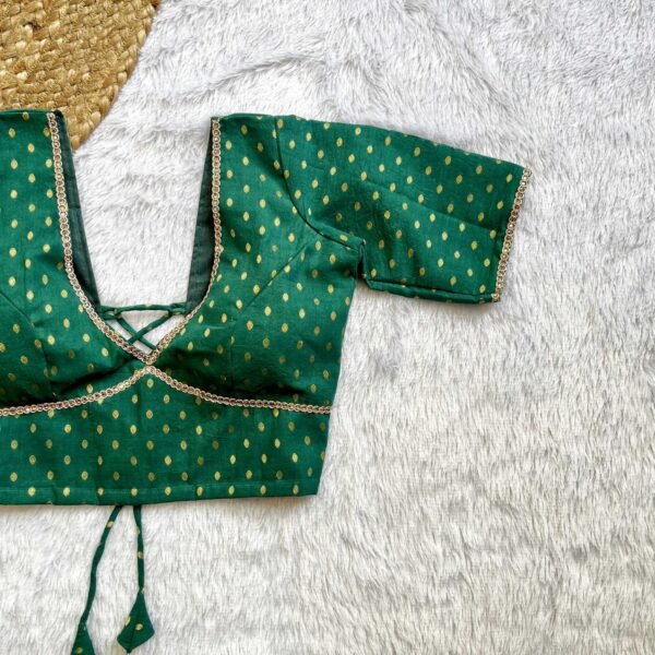 Green Butti V-Neck Back Criss Cross Blouse