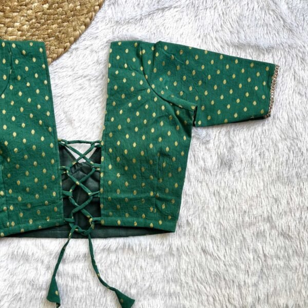 Green Butti V-Neck Back Criss Cross Blouse