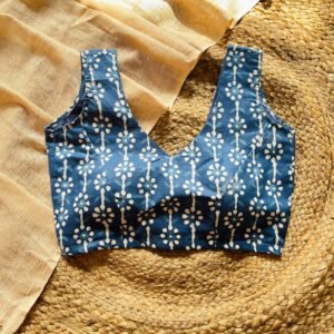 Blue Batik Print Sleeveless Cotton Blouse