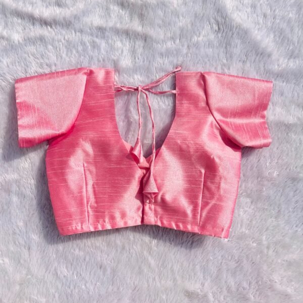 Baby Pink V-Neck Mega Sleeves Raw Silk Blouse
