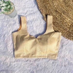 Golden Sleeveless Basic U-Neck Raw Silk Blouse
