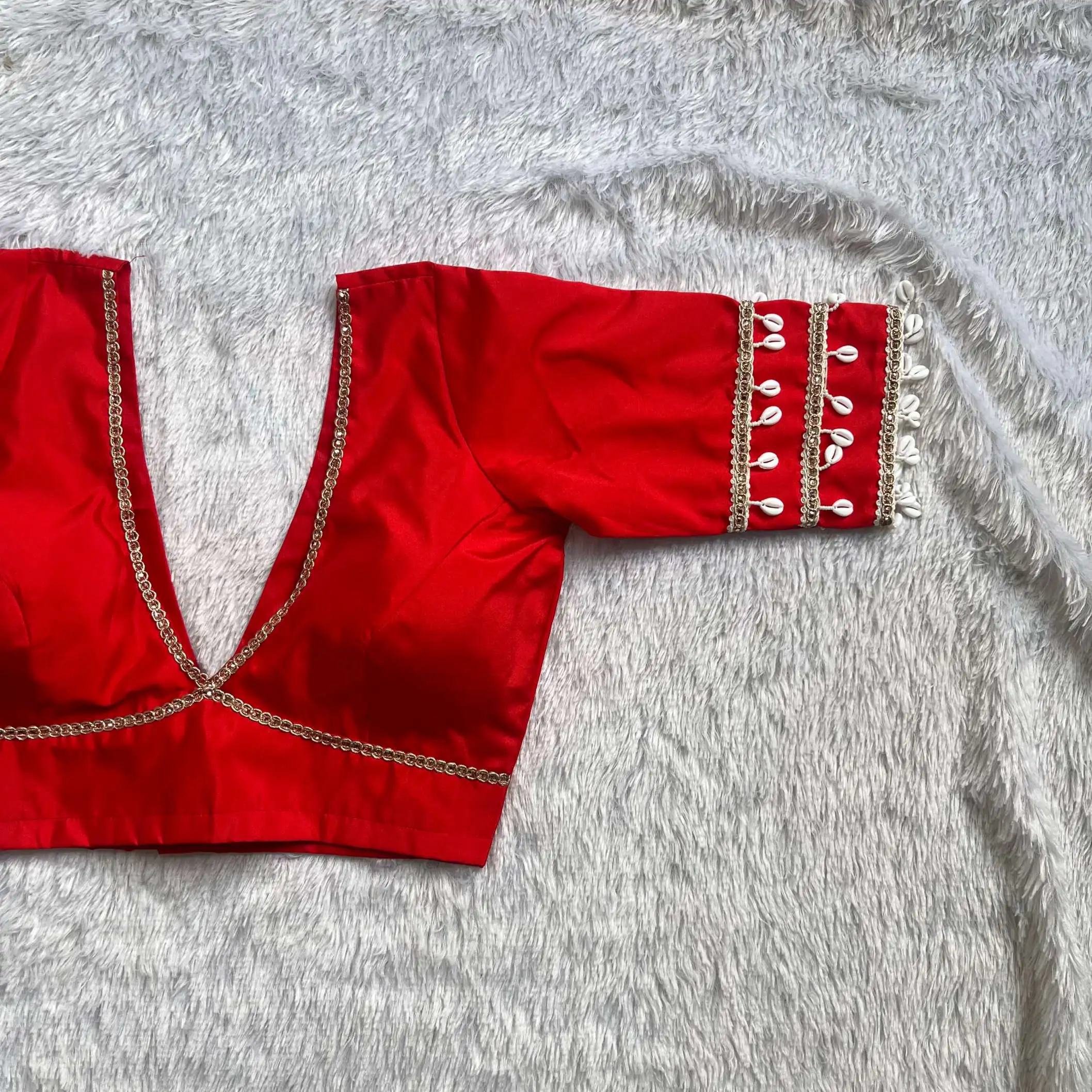 Red Navratri Special Silk Blouse - Image 2
