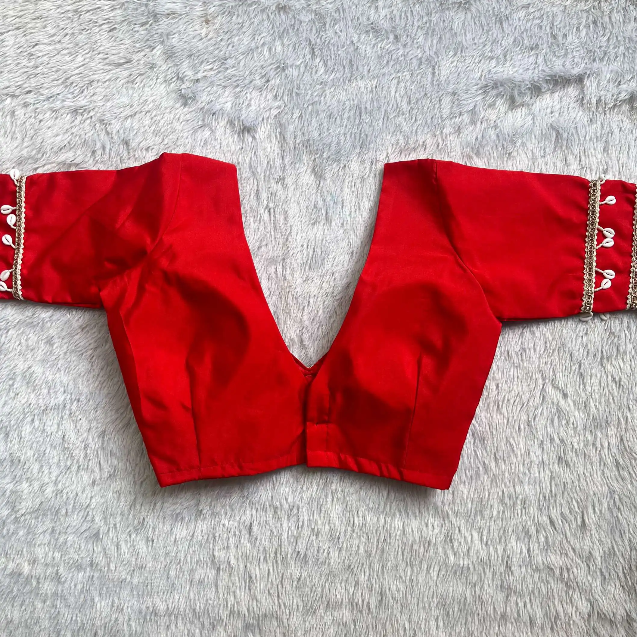 Red Navratri Special Silk Blouse - Image 3