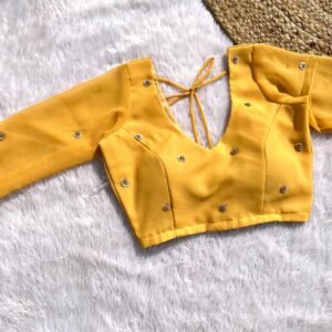 Golden Handwork V-Neck Churidaar Sleeves Blouse
