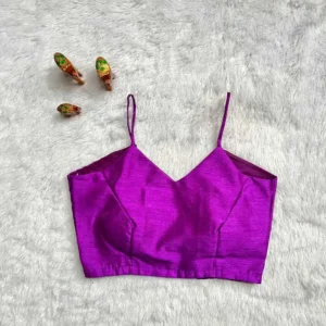 Lavender Noddle Strap V-Neck raw Silk Blouse