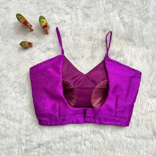Lavender Noddle Strap V-Neck raw Silk Blouse