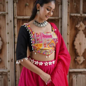 Black Resham Work Elbow Sleeves Blouse