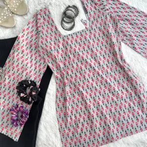 Grey Full Bell Sleeves Back Corset Kurti