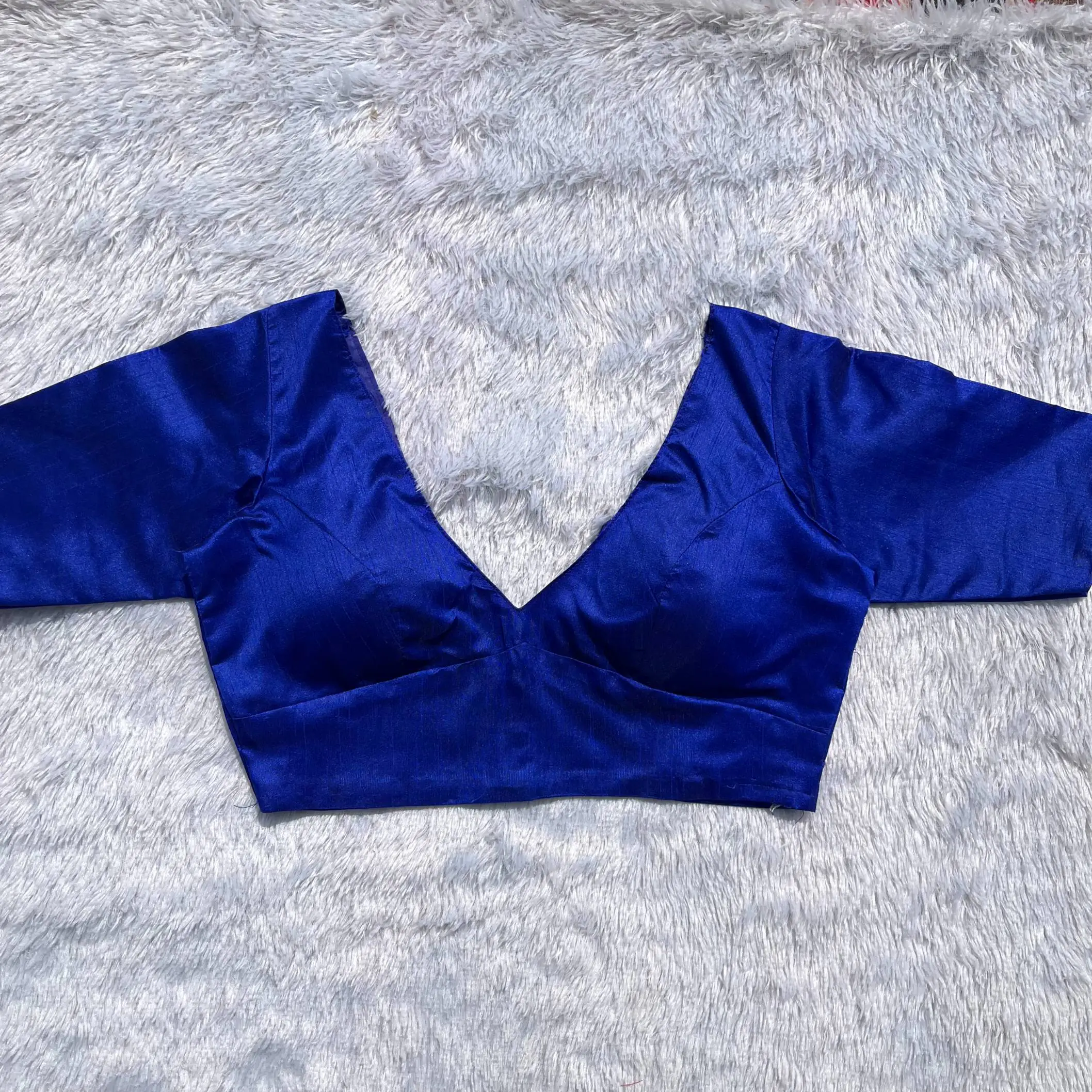 Royal Blue V-Neck SabSachi Blouse