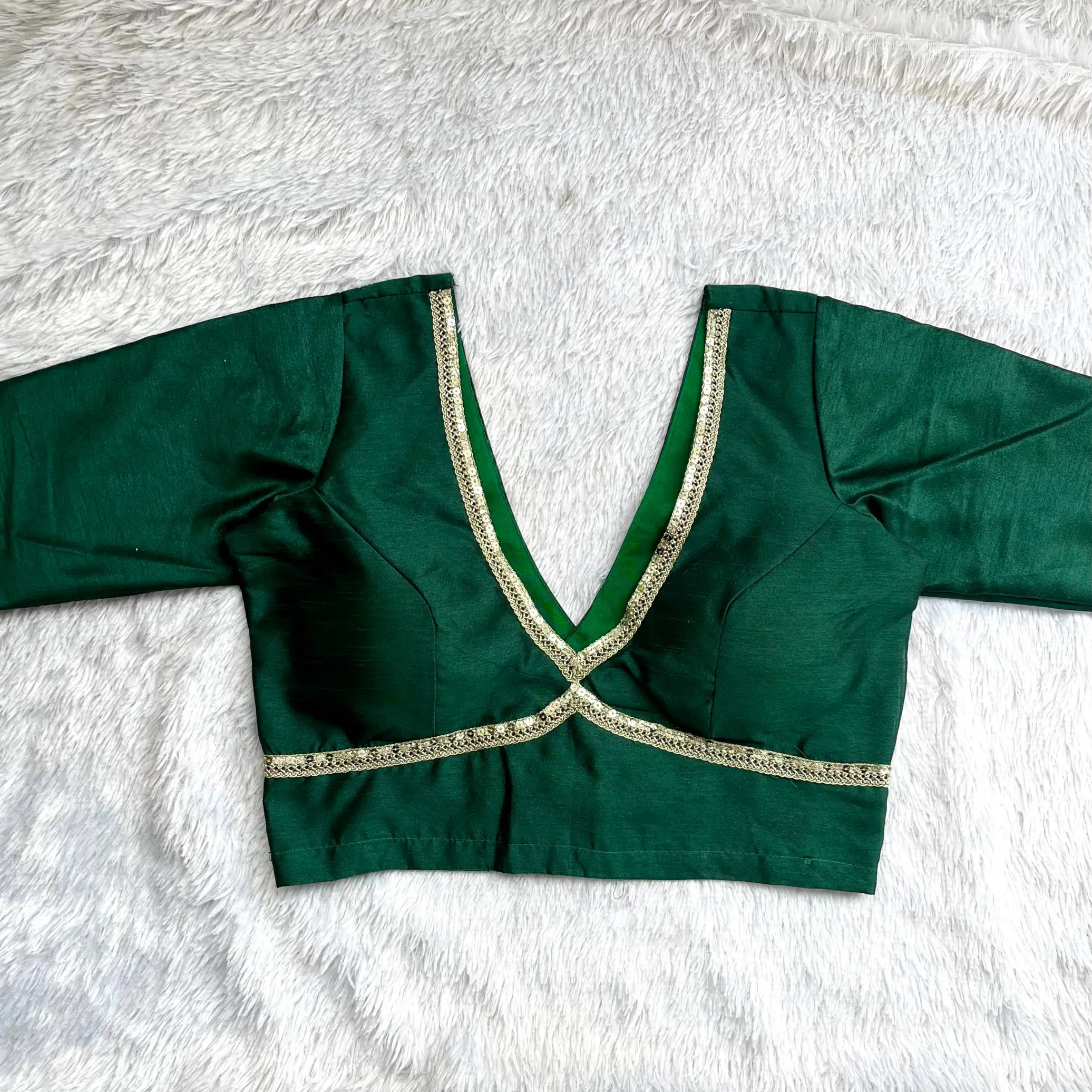 Green V-Neck SabSachi Blouse
