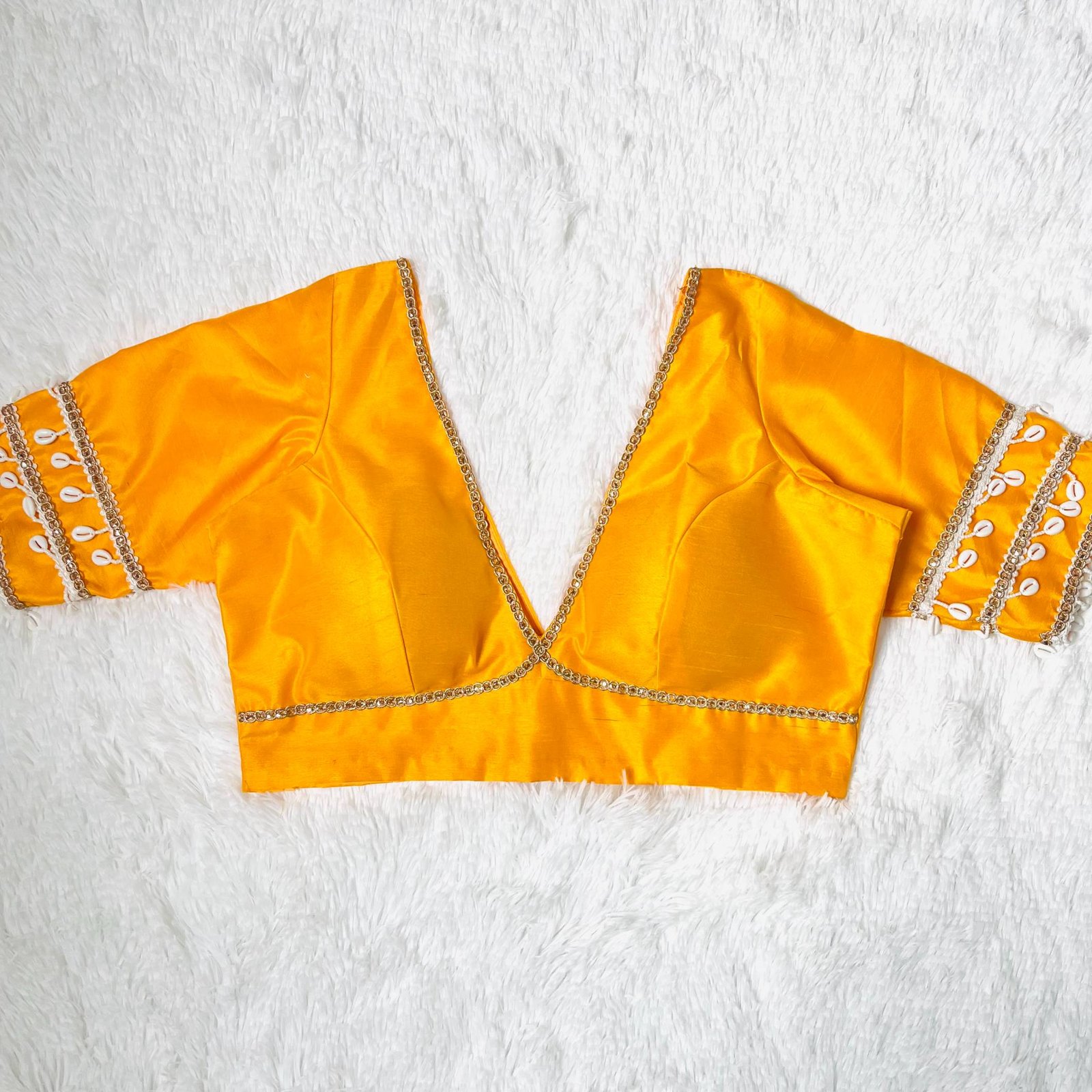 Yellow Navratri Special Silk Blouse