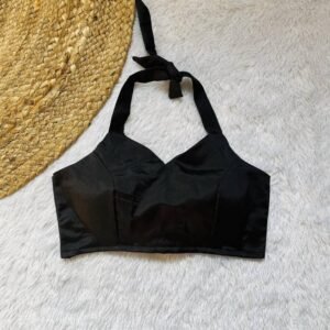 Black Halterneck Raw Blouse