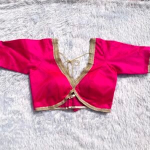 Pink Alia Cut Elbow Aesthetic Raw Silk Blouse