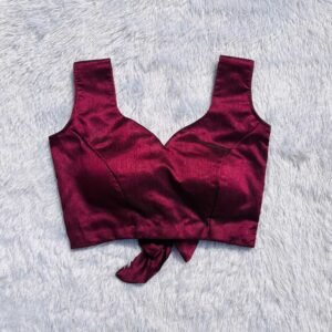 Wine Sweetheart Neck Back Knot Sleeveless Blouse