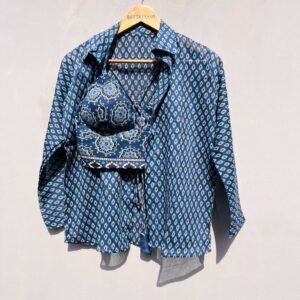 Blue Butti Floral Combo of Shirt and Bralette