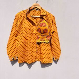 Mustard Butti Mul Combo of Shirt and Bralette
