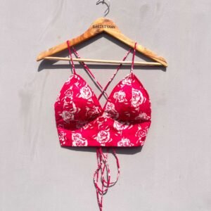 Rose Pink Back Knot Cotton Bralette