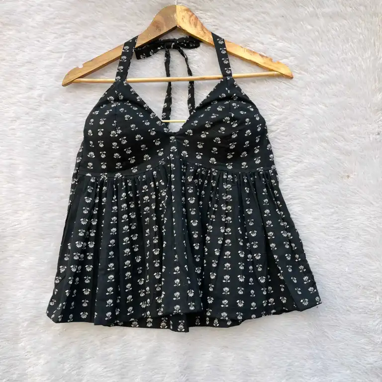 Black lotus Designer Halterneck Cotton Top
