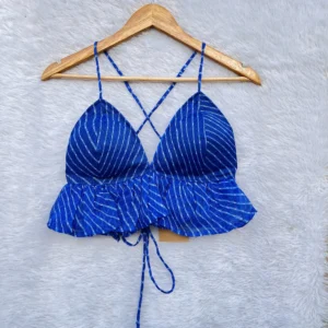 Blue Kota Doria Back Adjustable Bralette