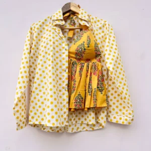 Combo of Yellow Halterneck Cotton Top and Polka Shirt