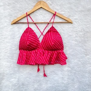 Pink Kota Doria Back Adjustable Bralette