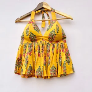Yellow Tree Designer Halterneck Cotton Top