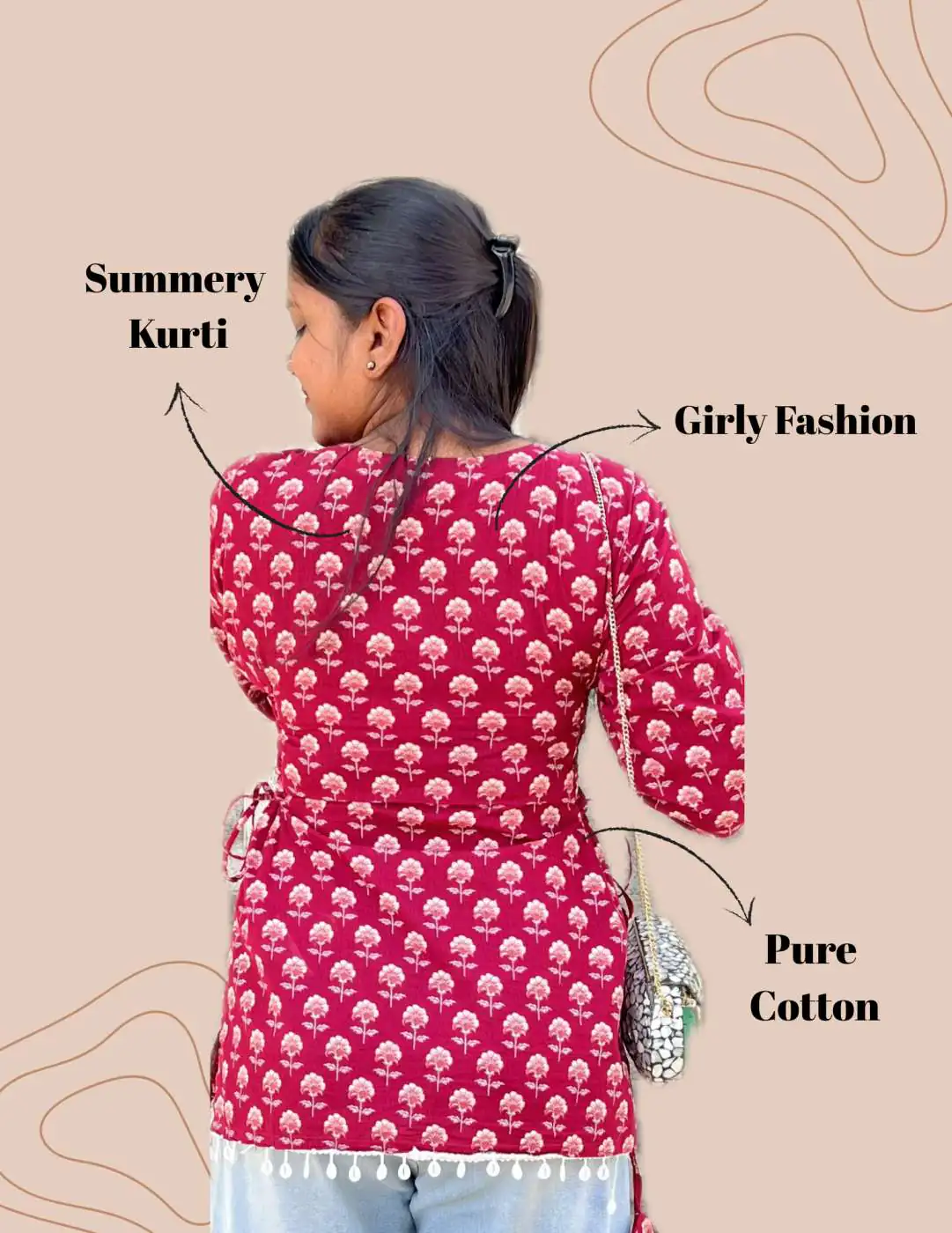 Shanaya - Butti Full Sleeves Side Corset Cotton Kurti