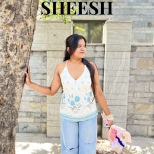 Sheesh - White Halterneck Backless Cotton kurti