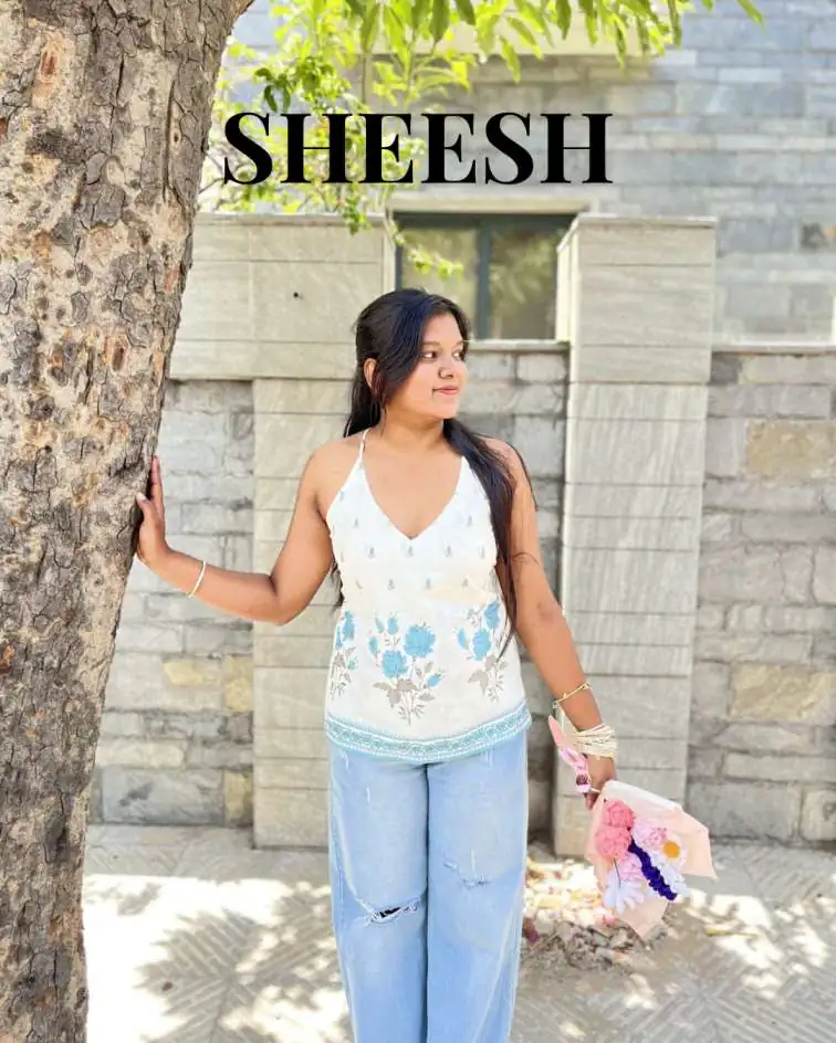 Sheesh - White Halterneck Backless Cotton kurti