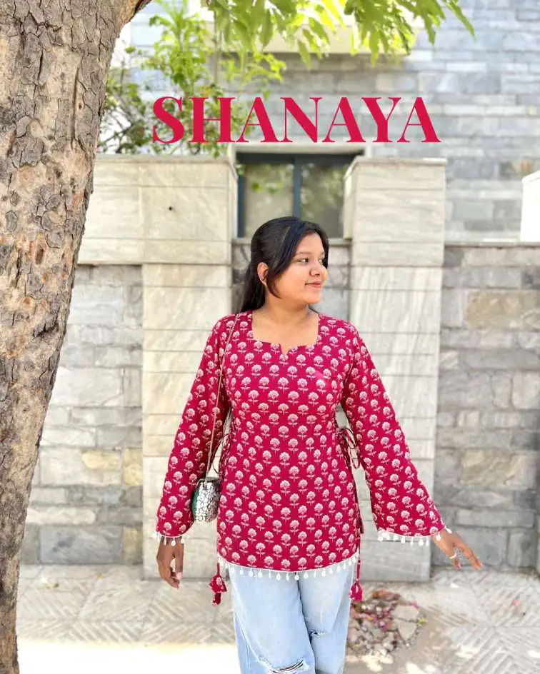 Shanaya - Butti Full Sleeves Side Corset Cotton Kurti