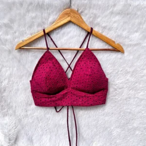 Wine Hakoba Back Adjustable Cotton Bralette