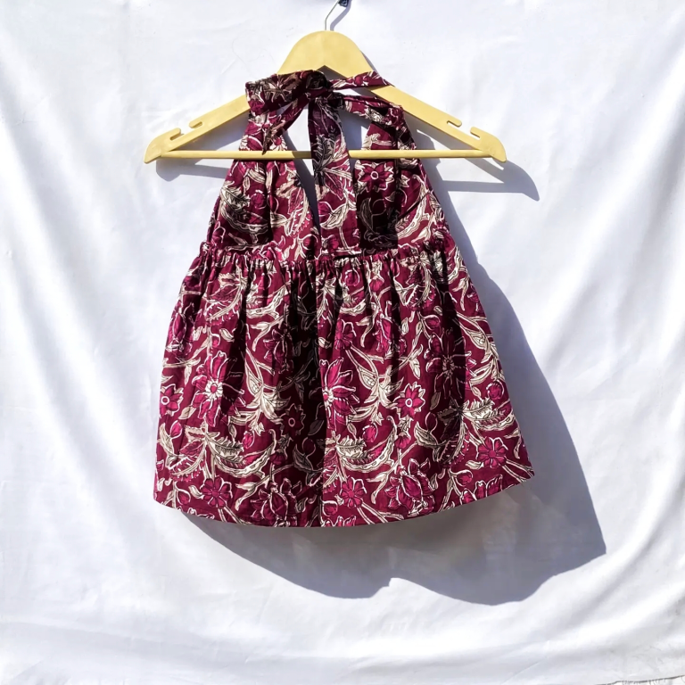 Wine Kalamkari Designer Halter Top