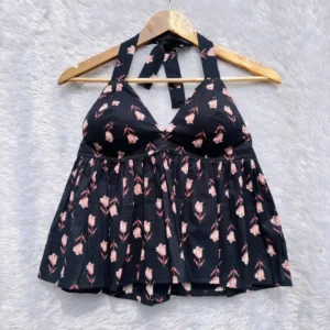 Balck Rose Halterneck cotton Top