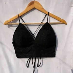 Black Hakoba Cotton Bralette