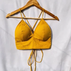 Mustard Kantha Cotton Bralette