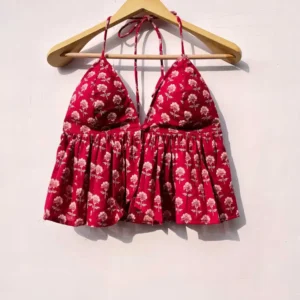 Wine Phool Designer Halterneck Cotton Top