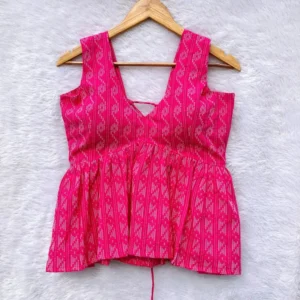 Pink Kantha Cut Sleeves Summer Top